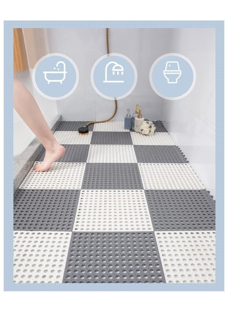 Arabest 12 Pack Interlocking Non Slip Drainage Floor Tiles, 11.8 X 11.8 Inch, Soft PVC Bath Shower Floor Mat with Suctions Cups, Drainage Holes, for Bathroom,Kitchen, Pool,Wet Areas - Image 4